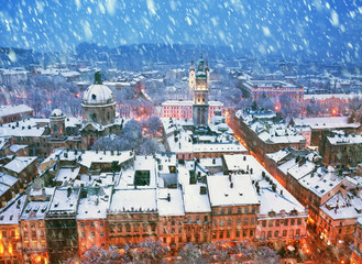 Fototapeta premium Snowy Christmas Lviv