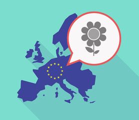 Long shadow EU map with a flower