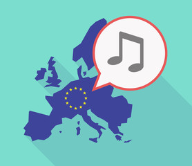 Long shadow EU map with a note music