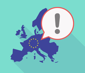 Long shadow EU map with an exclamarion sign