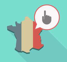 Long shadow France map with a pointing hand