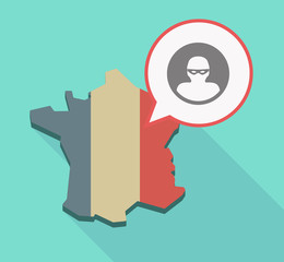 Long shadow France map with a thief