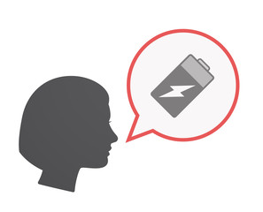 Isolated female head with a battery