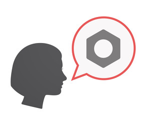 Isolated female head with a nut