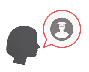 Isolated female head with a student