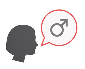 Isolated female head with a male sign