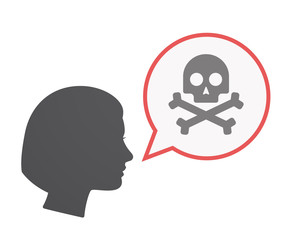 Isolated female head with a skull