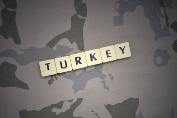 letters with text turkey on the khaki background. military concept