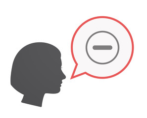 Isolated female head with a subtraction sign