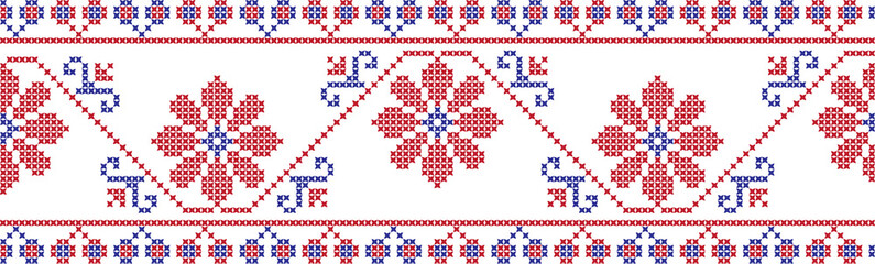 Embroidered cross-national pattern
