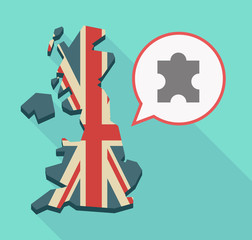Long shadow UK map with a puzzle piece