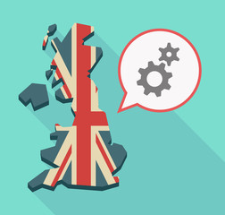 Long shadow UK map with two gears