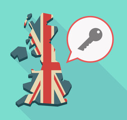 Long shadow UK map with a key