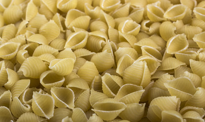 Background of uncooked pasta Conchiglie