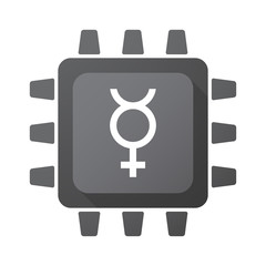 Isolated chip with  the mercury planet symbol