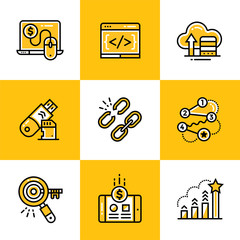 Vector set of linear icons for startup business. High quality modern icons for suitable for info graphics, print media and interfaces