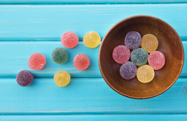 Sugar coated Fruit Jelly in a bowl