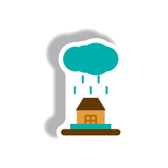 Naklejka premium Rain cloud on house,cloudburst, downpour rain