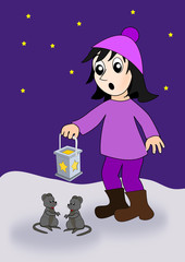Girl and Mice.
