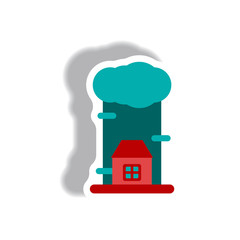 Fototapeta premium Rain cloud on house,cloudburst, downpour rain