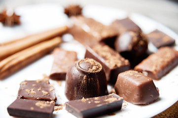 plate of gourmet chocolates with other treats