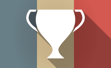 Long shadow France flag with  an award cup