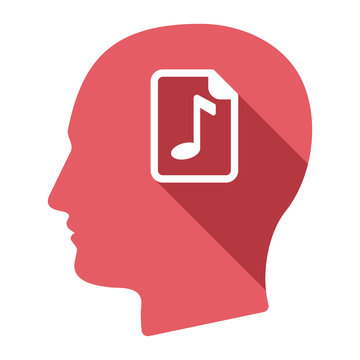 Isolated male head with  a music score icon