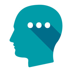 Isolated male head with  an ellipsis orthographic sign