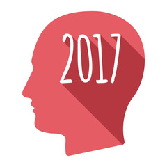 Isolated male head with  a 2017 year  number icon