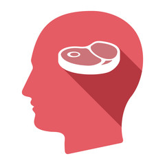 Isolated male head with  a steak icon