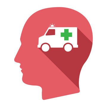 Isolated male head with  an ambulance icon