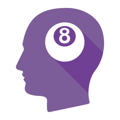 Isolated male head with  a pool ball