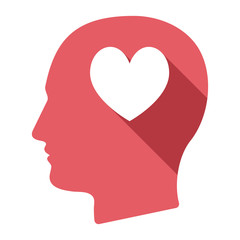 Isolated male head with  the heart poker playing card sign