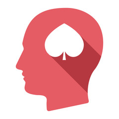 Isolated male head with  the  spade  poker playing card sign