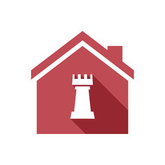 Isolated house with a  rook   chess figure