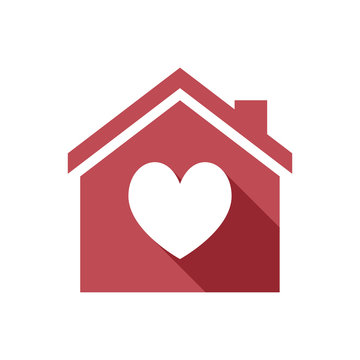 Isolated house with  the heart poker playing card sign