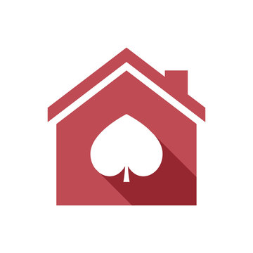 Isolated house with  the  spade  poker playing card sign