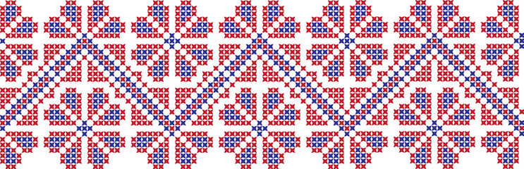 Embroidered cross-national pattern