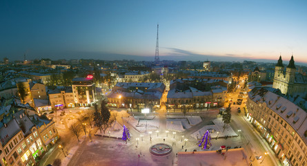 Night view of the Ivano-Frankivsk