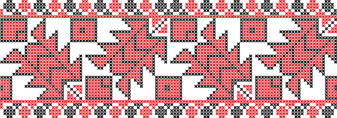 Fototapeta premium Embroidered cross-national pattern