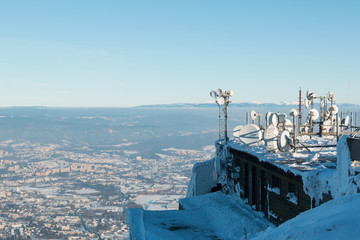 Obraz premium Communication equipment at mountain Jested