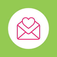 valentine day 14 february card envelope with heart line icon