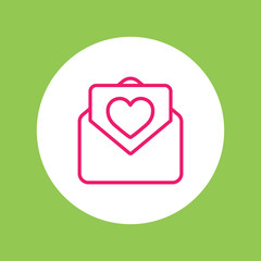Fototapeta na wymiar valentine day 14 february card envelope with heart line icon