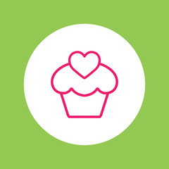 cupcake cake with heart line icon