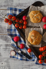 healthy breakfast with homemade bun
