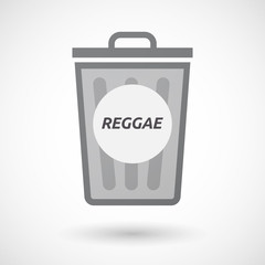 Isolated trashcan with    the text REGGAE