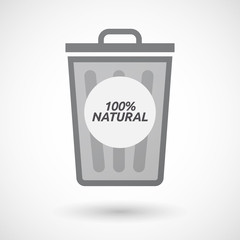 Isolated trashcan with    the text 100% NATURAL