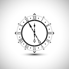 Old Clock Icon. Roman numbers. Vector Illustration.