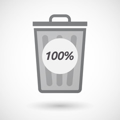 Isolated trashcan with    the text 100%