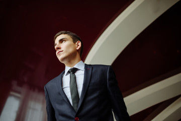 Man looking on his wedding day.